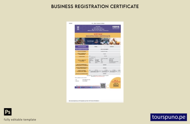 listo para imprimir Certificado de registro de India Udyam Plantilla de Word y 3